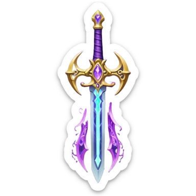 magical greatsword with a Eldritch purple powers in it sticker