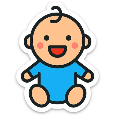 baby, lineal color outlined icon style, black outlines with gentle color fills, clean and professional look sticker