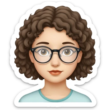 14 year old girl with short wavy:/curly hair and glasses sticker