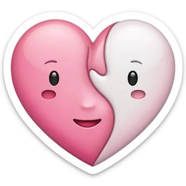 Coração metade rosa e metade branco emoji sticker
