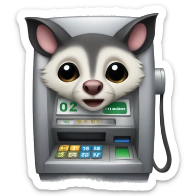 A masked possum + ATM machine  sticker