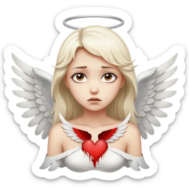 Female angel with torn wings, exposed collarbones, sorrow and lust intertwined sticker