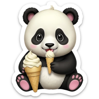 Panda eating ice cream sticker