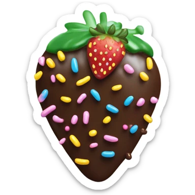 chocolate covered strawberries with caramel and sprinkles sticker