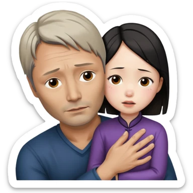 mads mikkelsen holds asian girl by the neck sticker