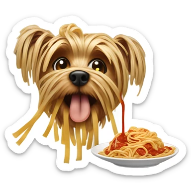 Yorkie eating spaghetti sticker
