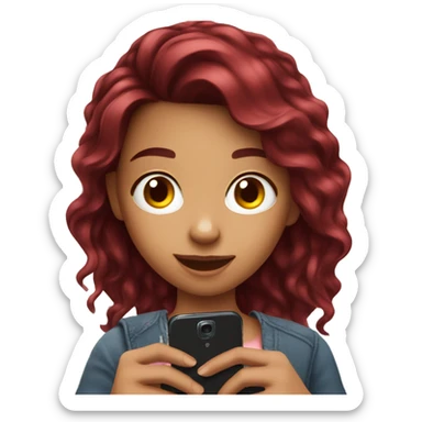 Burgundy haired Girl taking selfie with her phone sticker