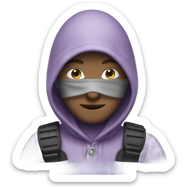 a white Burglar wearing lavender  sticker