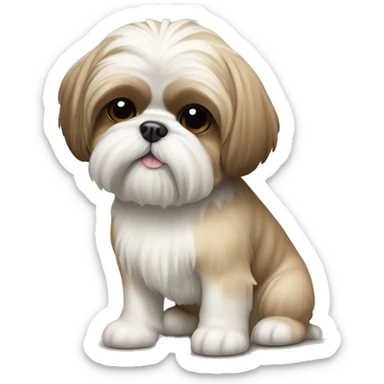 Beige color Shih tzu dog with sleeveless sweater sticker