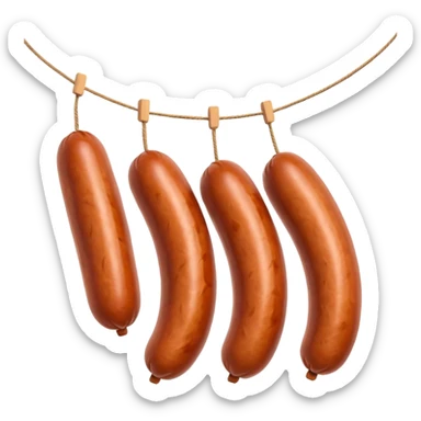 Three sausages on a string.
Apple emoji style sticker