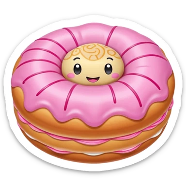 pink kawaii inflatable pan dulce concha sticker