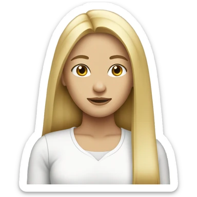 blond long straight haired woman sticker