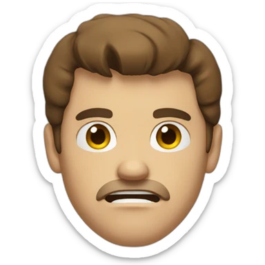 Man with brown hair with beige shirt angry defying face sticker