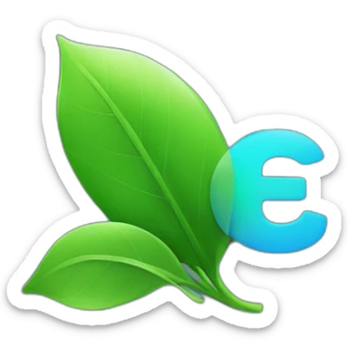 blue "e" from Engie logo with ⚡ in green leaves sticker