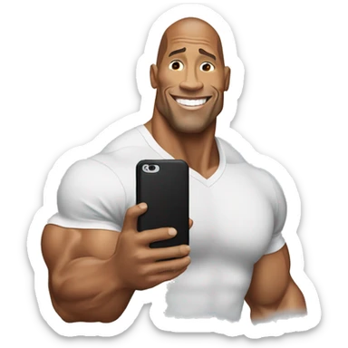 dwayne johnson holding a mobile phone sticker