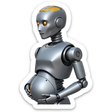 Pregnant male robot emoji. Profile view. Facing left. Square head. 2d. Animated style- not CGI. sticker