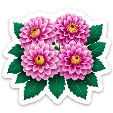 bouquet of dahlias pink  sticker