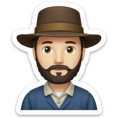 Amish man with beard and with no mustache sticker