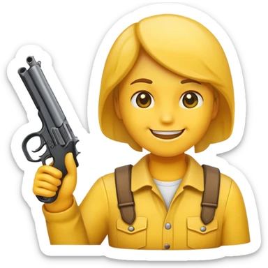 Smile face holding gun to its head sticker