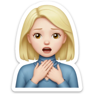 A girl chocking with her hands around her neck  sticker