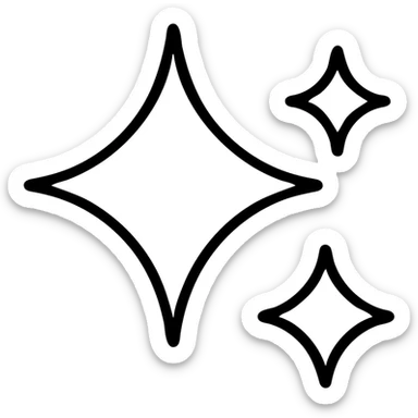 star sparkles outlined icon with black lines no fill sticker