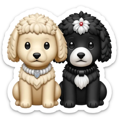 Un caniche blanco y otro caniche negro,los dos separados  sticker