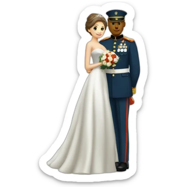 Homme militaire mariage avec femme robe blanche sticker