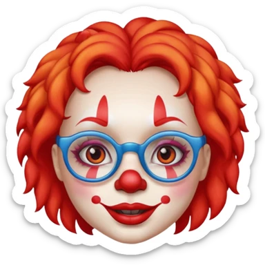 female clown with eyeglasses sticker