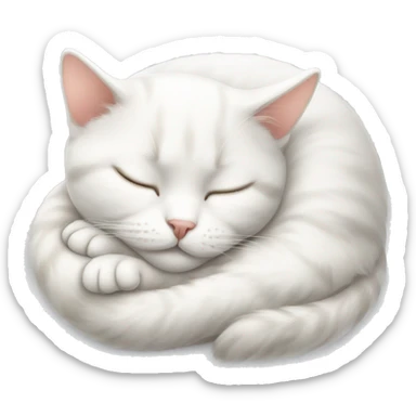 white cat sleeping curled up sticker