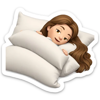 smiling girl with pillow relaxing sticker