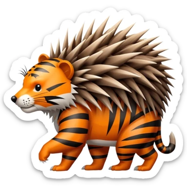 Porcupine with a tiger sticker