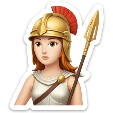 Goddess Athena with helmet and spear sticker