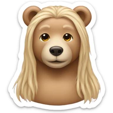 Teddy bear with very long blondish hair  sticker