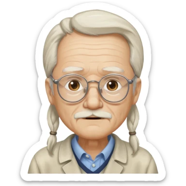 Old man with glasses and long white pony tail sticker