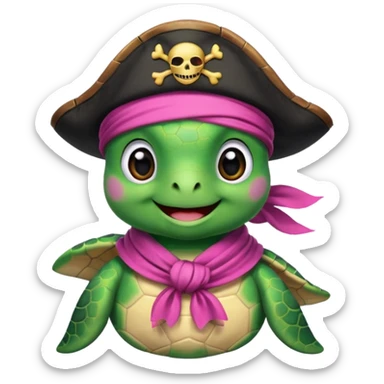 cute sea turtle wearing a pink pirate scarf sticker
