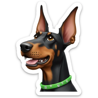 Doberman with a punk bow on the goals sticker