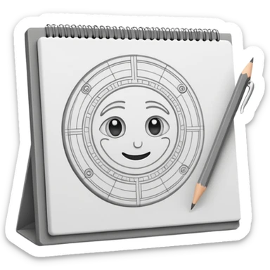 Canvas with pencil sketch sticker