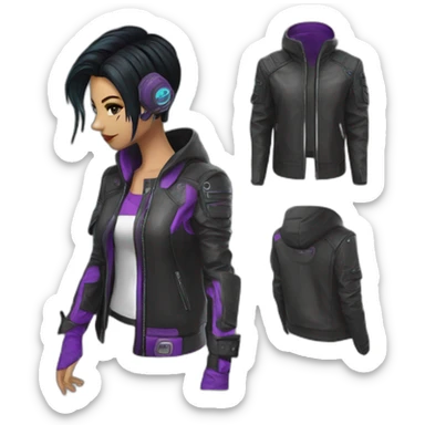 cyberpunk Jaqueta de Couro Sintético accessory sticker