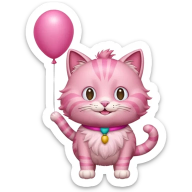 Pink cat WITH a balloon head sticker