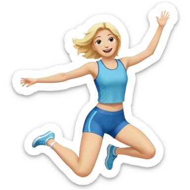 fit blonde woman jumping with joy sticker
