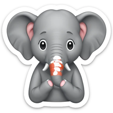 sweet elephant, hands in front, sad tears sticker
