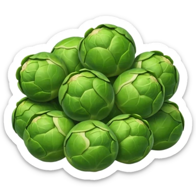 brussel sprouts, round and green sticker