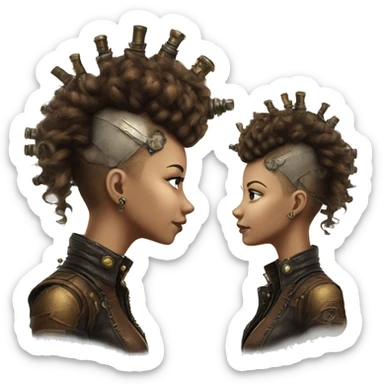 Photorealistic steampunk profile mohawk Caucasia girl sticker