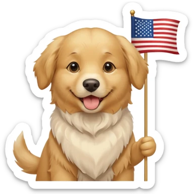 a cute golden hold the flag sticker