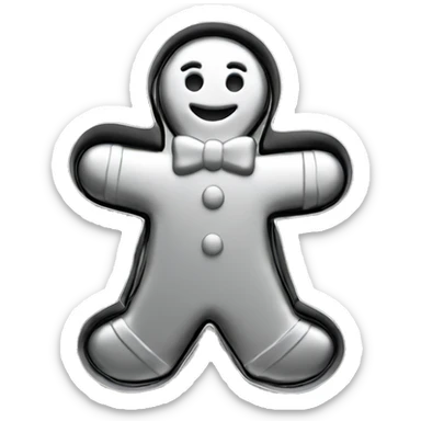 Realistic silver metallic gingerbread man cookie cutter sticker