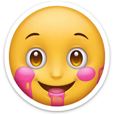 classic yellow round emoji with pink paint effect from just below the eyes to the chin sticker