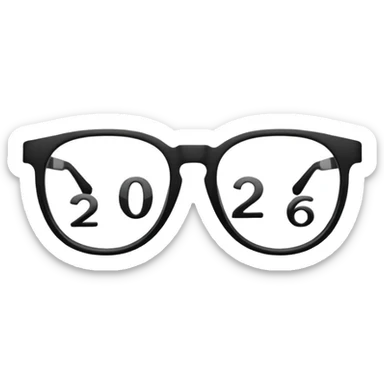 glasses but the frames are the numbers “2026” sticker