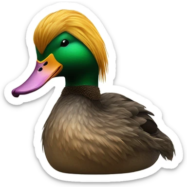 Duck with human hair sticker