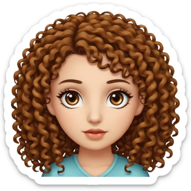 curly hair dark brown eyes and long lashes with and light  skin sticker