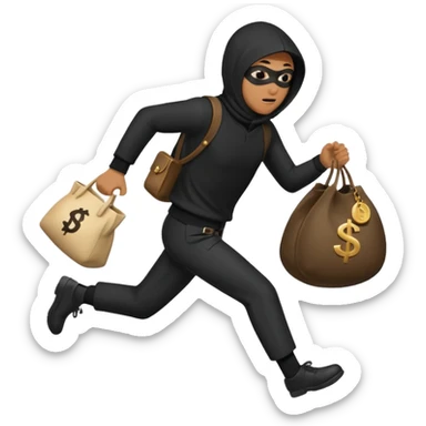 Robber running with Money bag robbery dress  sticker